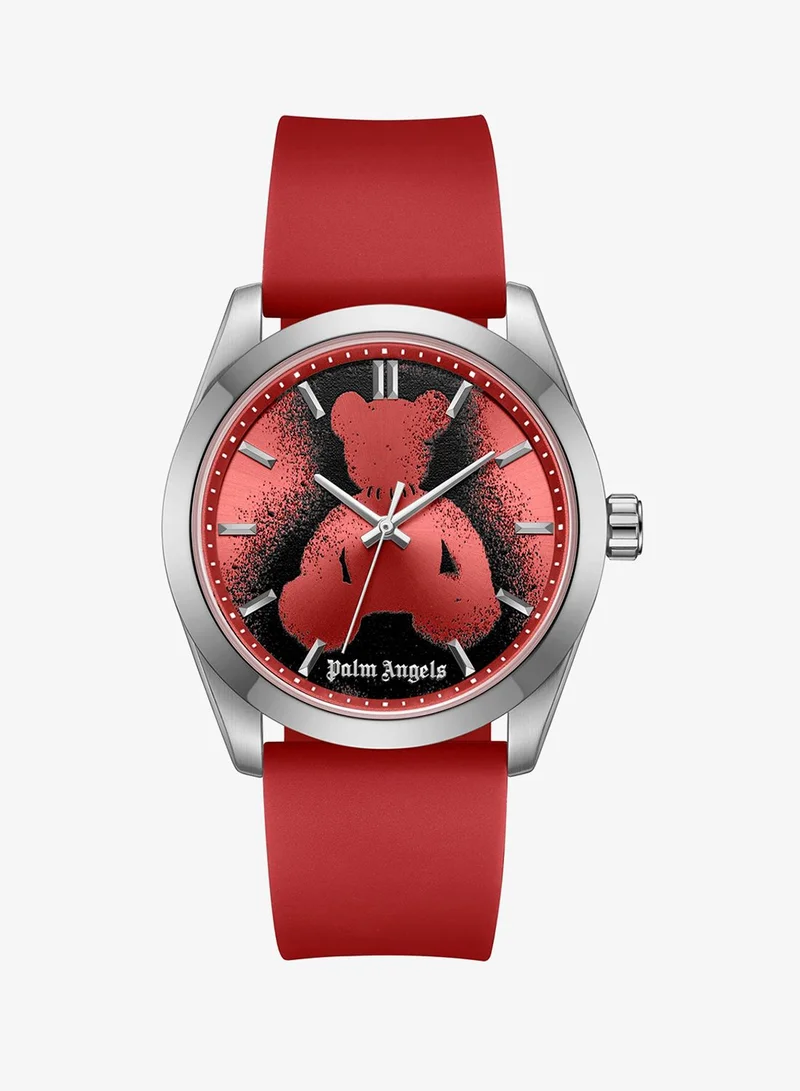Palm Angels Uno Red-Black Dial Red Silicone Strap Analog Watch for Men, 42mm