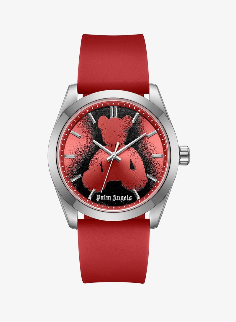 Palm Angels Uno Red-Black Dial Red Silicone Strap Analog Watch for Men, 42mm - Image 1