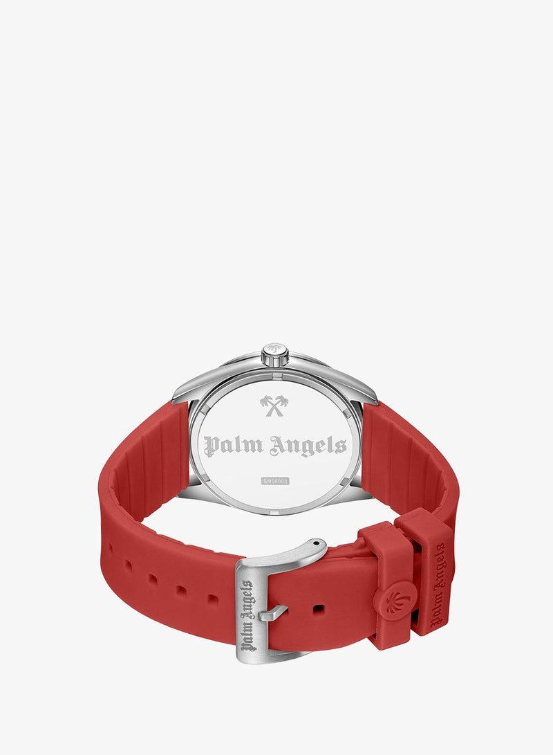 Palm Angels Uno Red-Black Dial Red Silicone Strap Analog Watch for Men, 42mm - Image 3