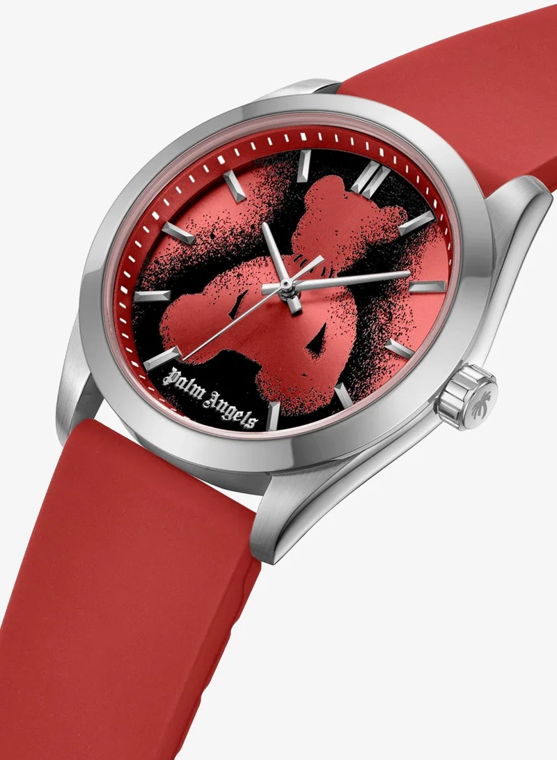Palm Angels Uno Red-Black Dial Red Silicone Strap Analog Watch for Men, 42mm