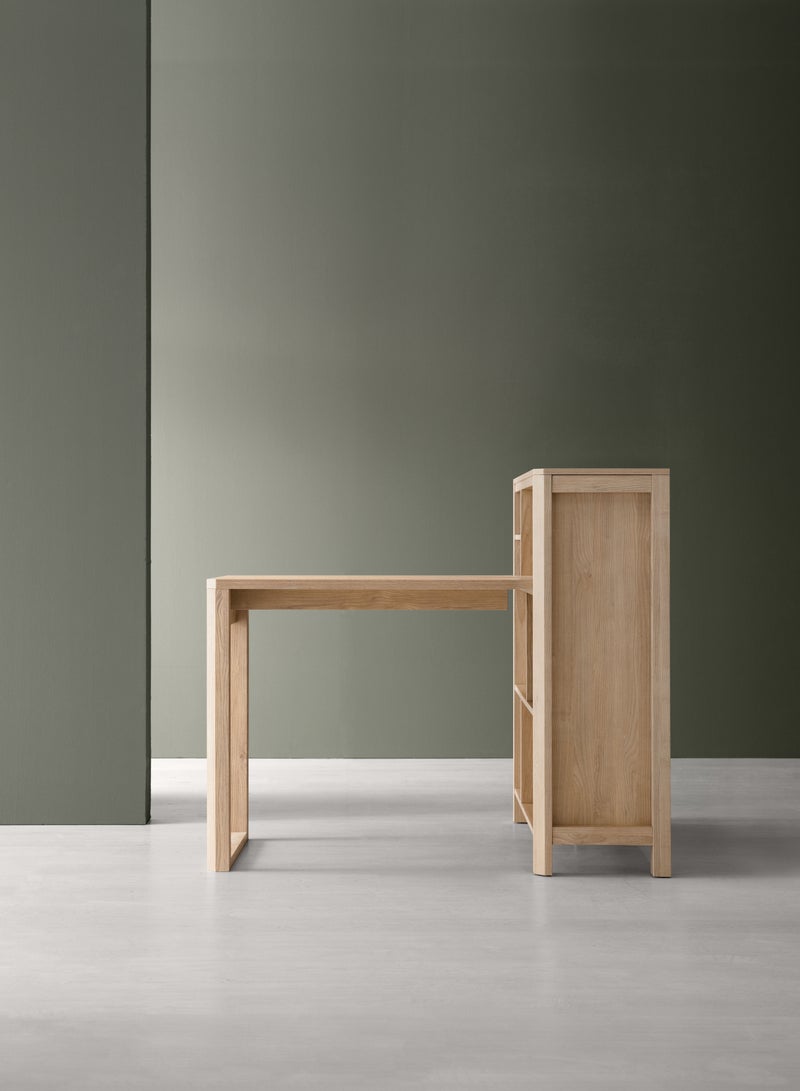 LINSY Sturdy Home Office Desk With Side Library, Large Shelves  - LINSY - Image 3