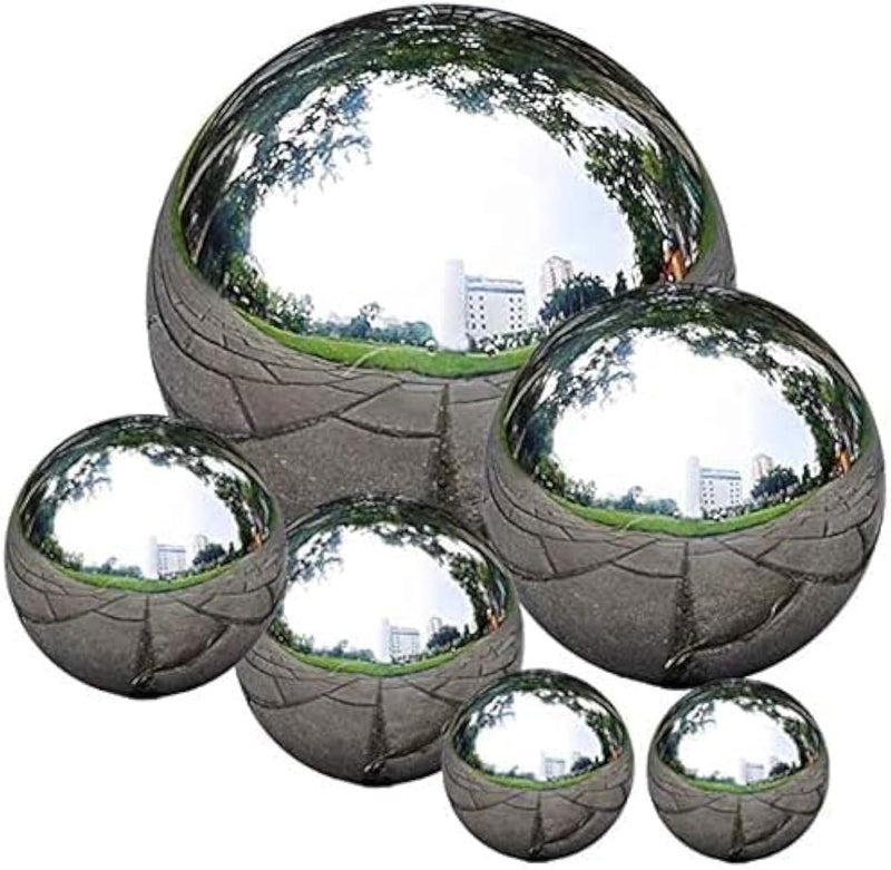 zosenda Stainless Steel Gazing Ball, 6 Pcs 50-150 mm Mirror Polished Hollow Ball Reflective Garden Sphere, Floating Pond Balls Seamless Gazing Globe for Home Garden Ornament Decorations (6 Pcs Mix) - Image 2
