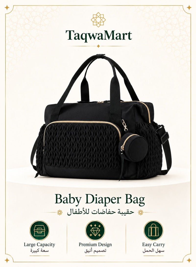 TaqwaMart Baby Diaper Bag for Moms, Large Capacity Travel Tote with Pacifier Pocket, Maternity Hospital Bag for Baby Essentials - Image 1