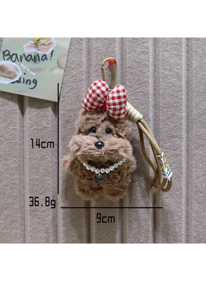 West Highland Plush Pendant Bag Hanging Cartoon Doll Puppy Doll Car Keychain-Specifications:Brown Necklace Bow Bracelet Style-Color:Pendant - Image 1