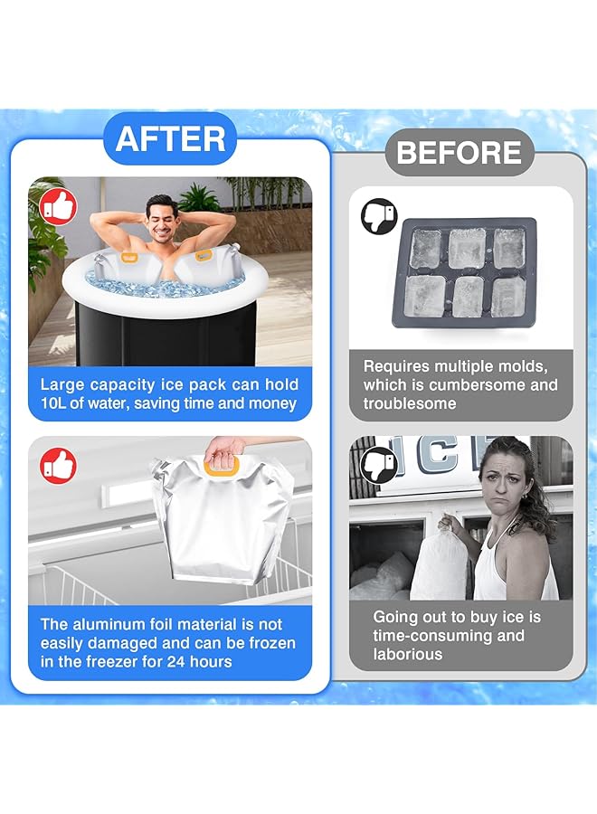 Generic Lindoro XH 2 Ice Bath Bags Of 5L And 10L Each Reusable Cold Water Soaking Kit For Sports Recovery Portable Camping Plastic Soft Storage Function Water Bag With Leak Proof Seams (4 piece set) - Image 5