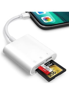 Card Reader for iPhone iPad,Oyuiasle Trail Game Camera SD Card Reader Viewer,Memory Card Reader Adapter with SD & MicroSD Card Slots,Plug and Play