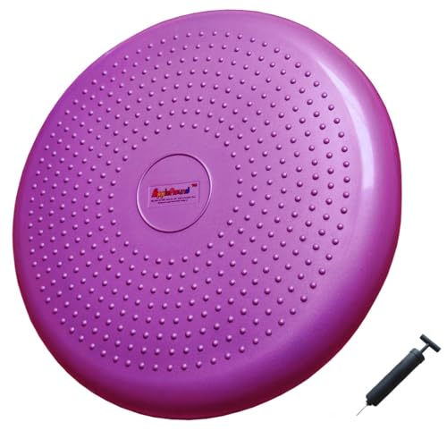 AppleRound Inflated Wobble Cushion with Hand Pump, Air Stability Board (Extra Thick), Core Balance Disc for Adults, Sensory Wiggle Seat for Kids, Flexible Seating for All Age, 13.5in / 34cm Diameter - Image 1