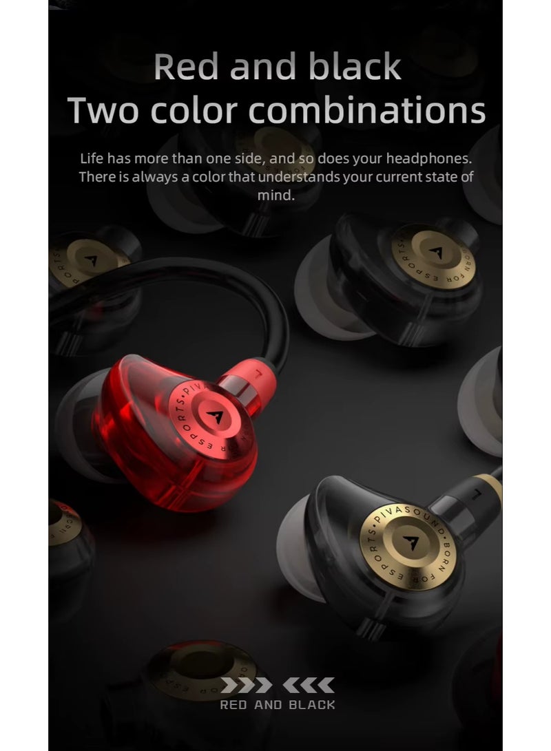 PIVA H8-R In-Ear Headphones, 3.5mm High-Definition Driver for Gaming and Music, HiFi Sound, Dual-Chamber Stereo Headphones with Powerful Bass, Detachable 120cm Wired Headphones - Image 2