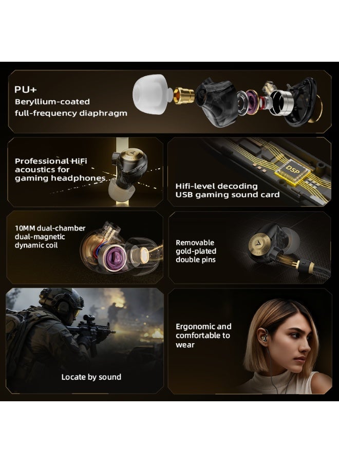PIVA H8-R In-Ear Headphones, 3.5mm High-Definition Driver for Gaming and Music, HiFi Sound, Dual-Chamber Stereo Headphones with Powerful Bass, Detachable 120cm Wired Headphones - Image 3