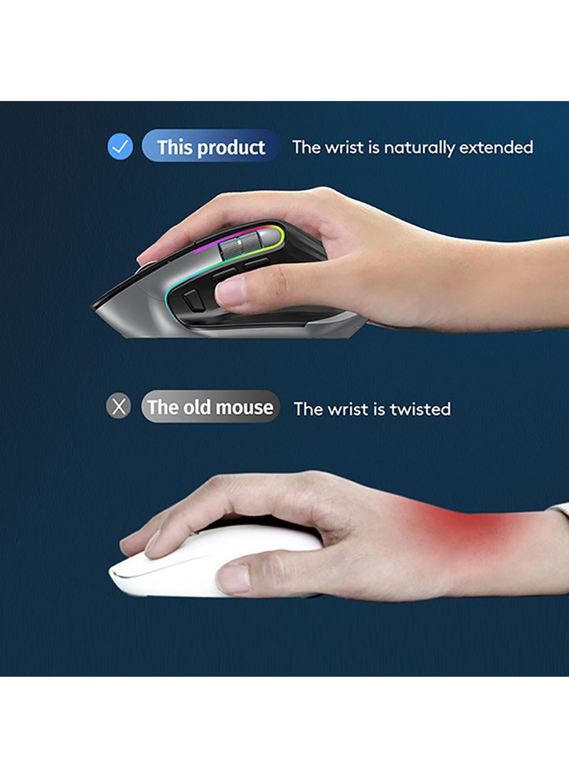 OGORUS - Multi-Device Wireless Mouse Bluetooth 5.0 & 3.0 Mouse 2.4G Wireless Portable Optical Mouse Ergonomic Right Hand Computer Mice (Black) - Image 1