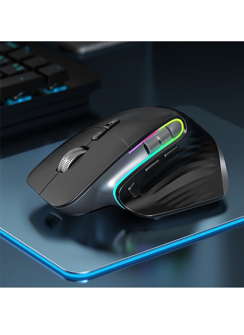 OGORUS - Multi-Device Wireless Mouse Bluetooth 5.0 & 3.0 Mouse 2.4G Wireless Portable Optical Mouse Ergonomic Right Hand Computer Mice (Black) - Image 1