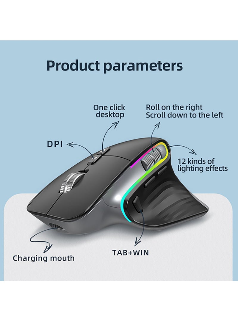OGORUS - Multi-Device Wireless Mouse Bluetooth 5.0 & 3.0 Mouse 2.4G Wireless Portable Optical Mouse Ergonomic Right Hand Computer Mice (Black) - Image 1