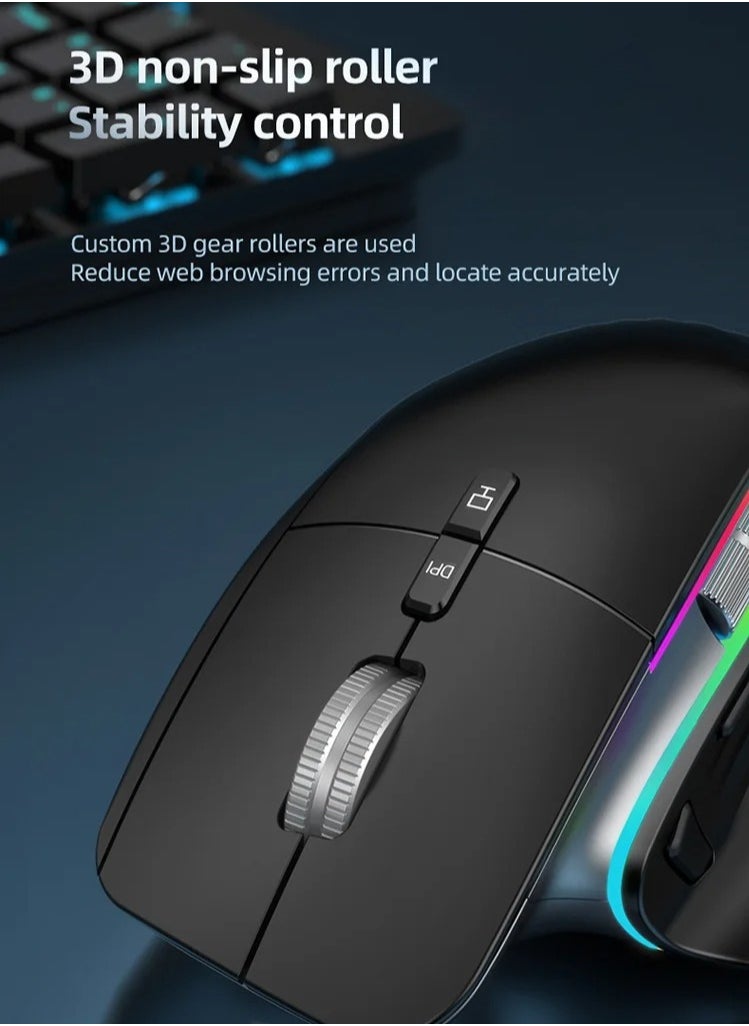 OGORUS - Multi-Device Wireless Mouse Bluetooth 5.0 & 3.0 Mouse 2.4G Wireless Portable Optical Mouse Ergonomic Right Hand Computer Mice (Black) - Image 1