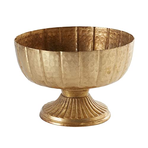 Accent Decor Distressed Gold Metal Compote Bowl | Gold Compote Vase l Lita Metal Vase l Indoor and Outdoor Compote for Any Event - Image 1