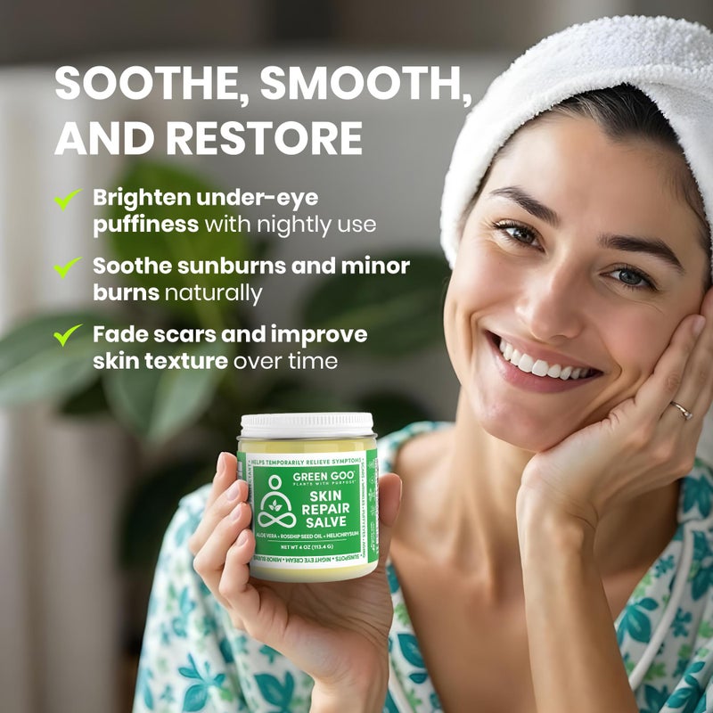 Green Goo Skin Repair Healing Salve, Natural Body & Face Moisturizer with Aloe Vera, Improves Skin's Appearance, Great for Scarring & Wrinkles, 4 Oz - Image 3