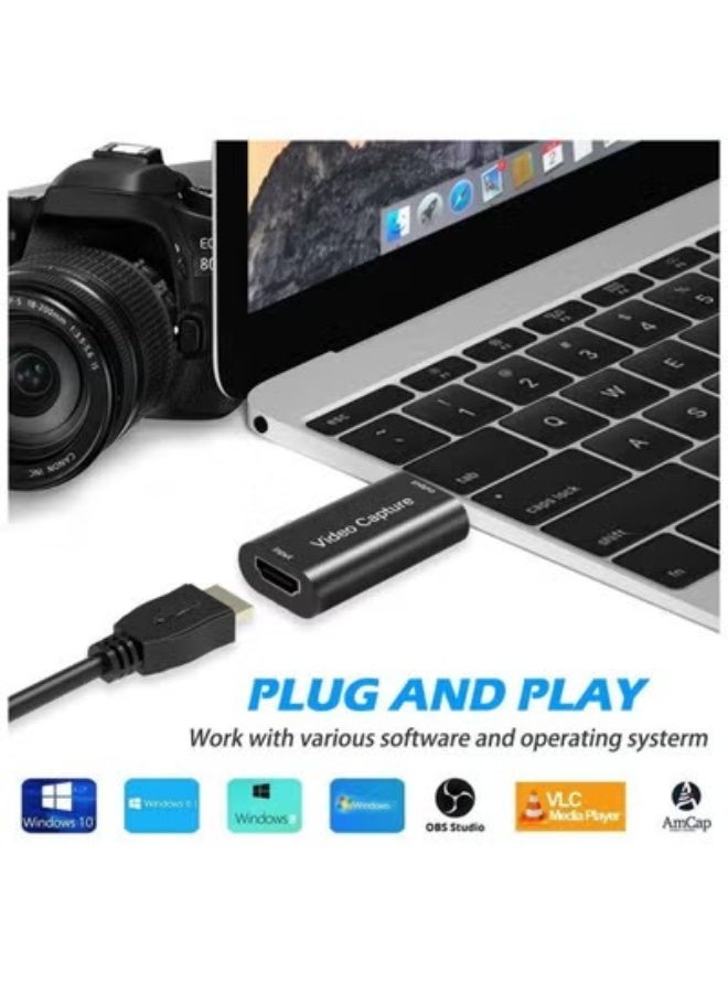 بطاقة التقاط فيديو HDMI، بطاقة التقاط مطورة بدقة 1080 بكسل بمعدل 60 إطارًا في الثانية، محول التقاط الصوت لبطاقة Cam Link HDMI إلى USB 2.0 للألعاب والبث المباشر ونينتندو سويتش وبلاي ستيشن 3/4 وإكس بوكس - Image 2