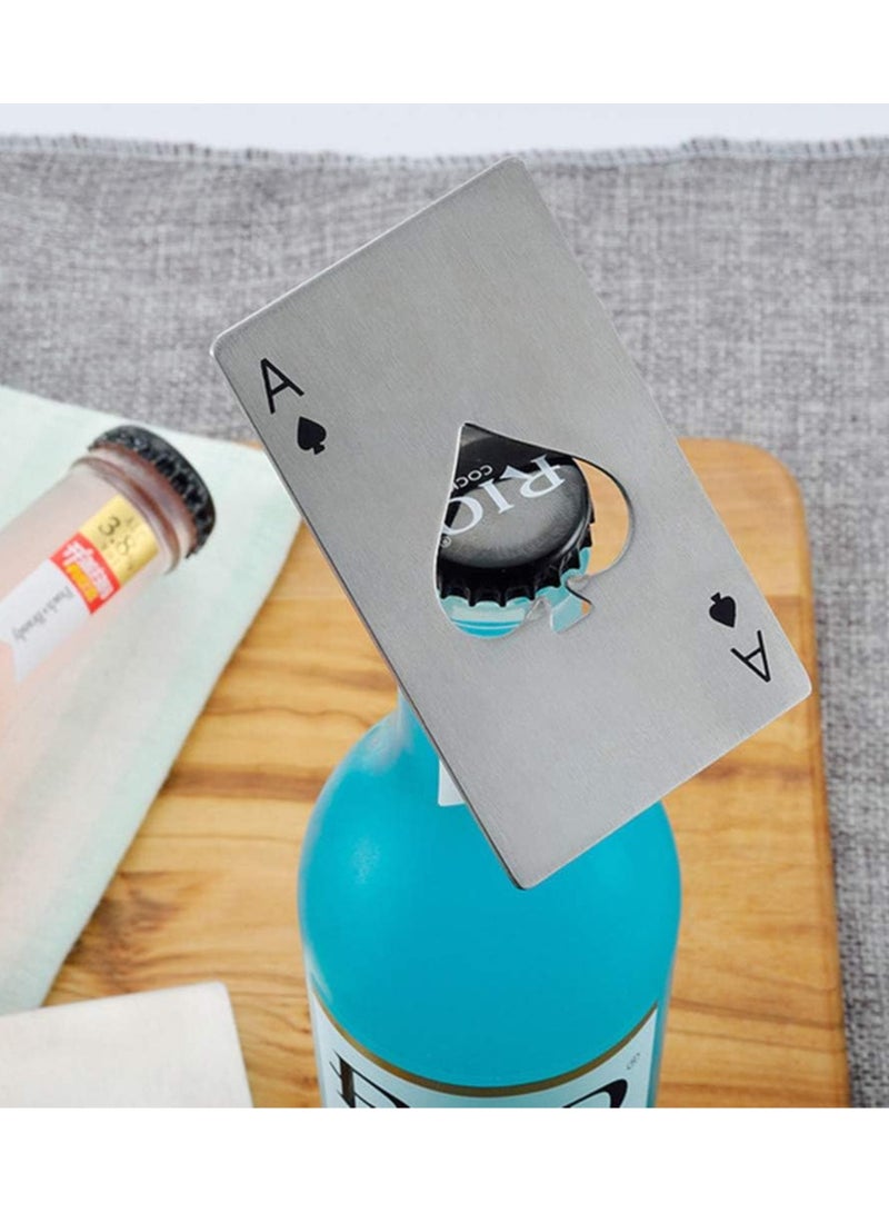 Ace Of Spades Bottle Opener Credit Card Size Pocker Cap Opener Portable Stainless Steel Can Opener 8.5cmx5.4x0.1cm (2 Pack Black & Silver) - Image 2