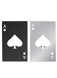 Generic Ace Of Spades Bottle Opener Credit Card Size Pocker Cap Opener Portable Stainless Steel Can Opener 8.5cmx5.4x0.1cm (2 Pack Black & Silver)  - Image 1