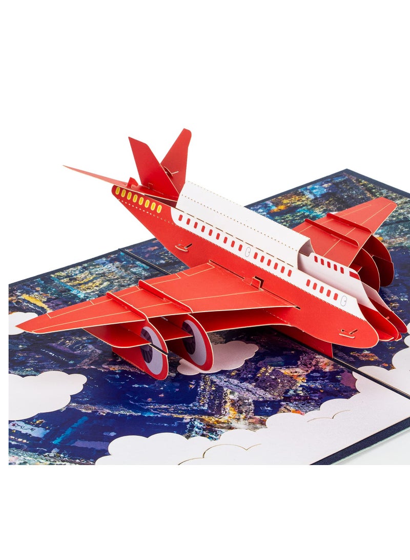 KASTWAVE 3D Airplane Pop Up Card, Which Handmade Greeting Card for All Occasions Happy Birthday Anniversary Graduation Congratulations Fathers Day Retirement Get Well Pilots Plane Travelers - Image 4