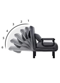 Organized Home 3in1 Folding Arm Chair Convertible Sleeper Chair Leisure Recliner Lounge Couch Sofa Bed with Pillow and 5 Position Adjustable Backrest for Home Office (Gray) Width 80cm  - Image 4