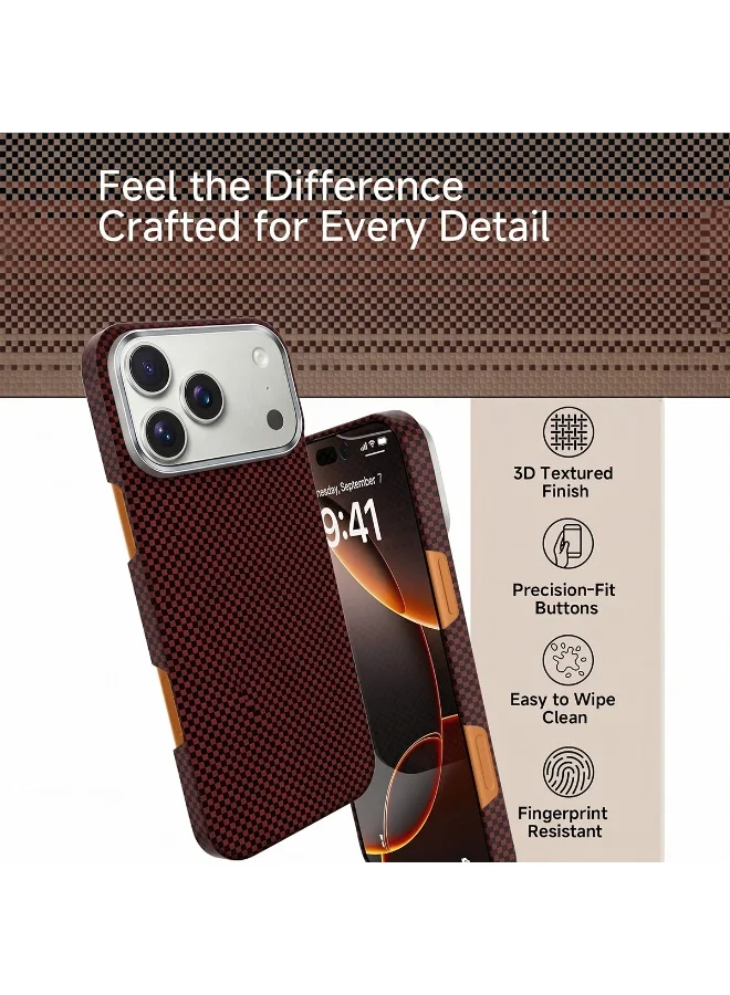 Mobcos Mobcos 17 Pro Fiber Chex Plain Red Mobcos iPhone 17 Pro Chex Plain Red Aramid Fiber Case, 1500D Fusion Weave, Ultra Slim Lightweight Magnetic Cover, MagSafe Compatible  | Best Price UAE