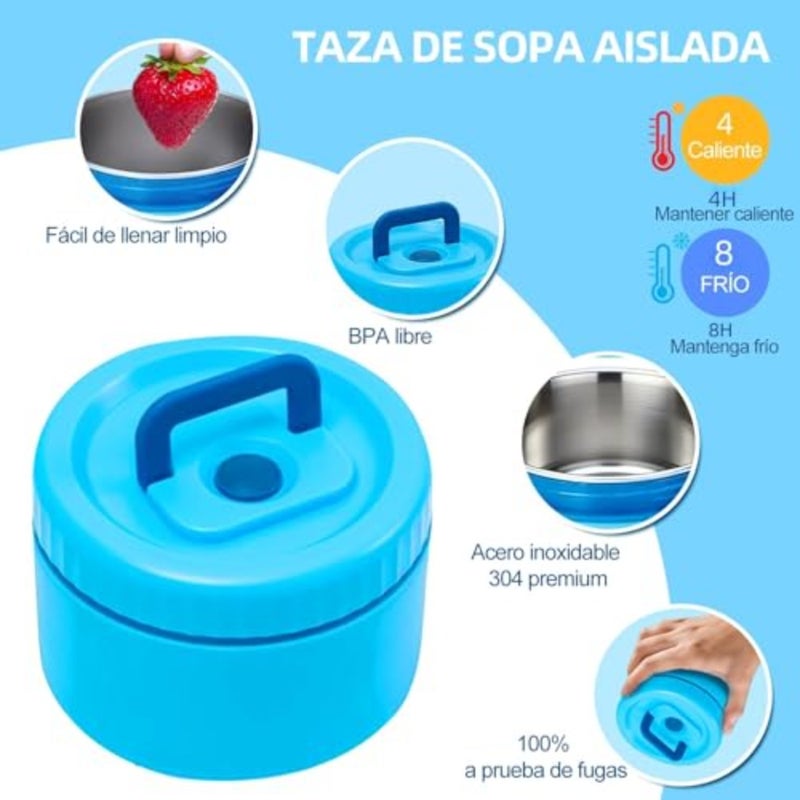 Lunch Box Leakproof Bento Box with 4 Compartments, Premium Food Grade Bento Lunchbox with Insulated Thermo Soup Jar for School Daycare Travel, BPA Free and Dishwasher Safe - Image 4