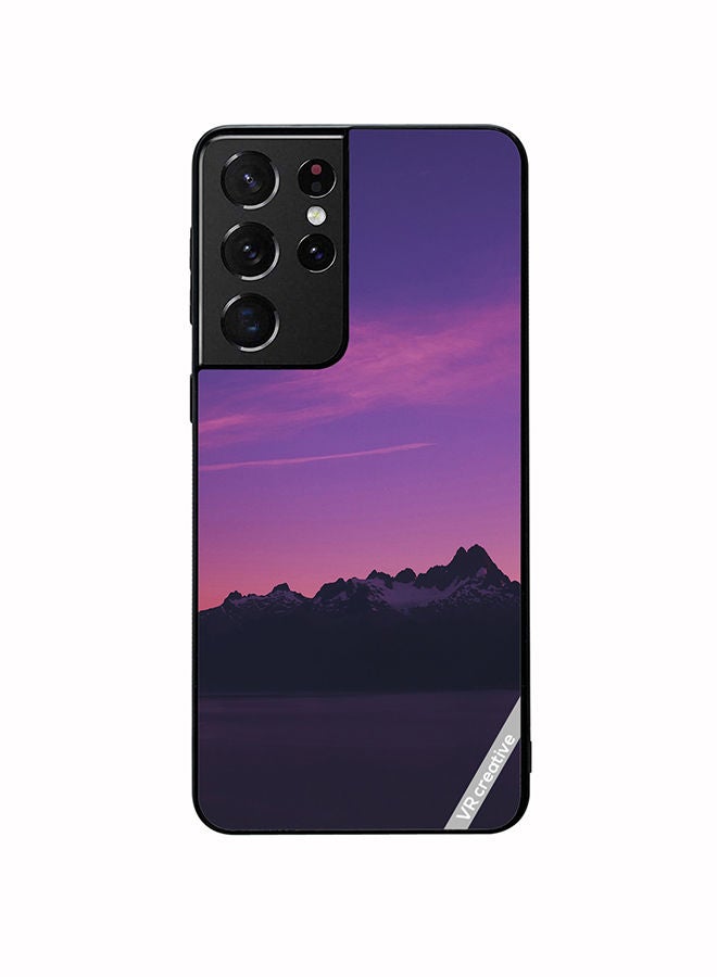 VR CREATIVE Protective Case Cover For Samsung Galaxy S21 Ultra 5G Purple Montain Design Multicolour
