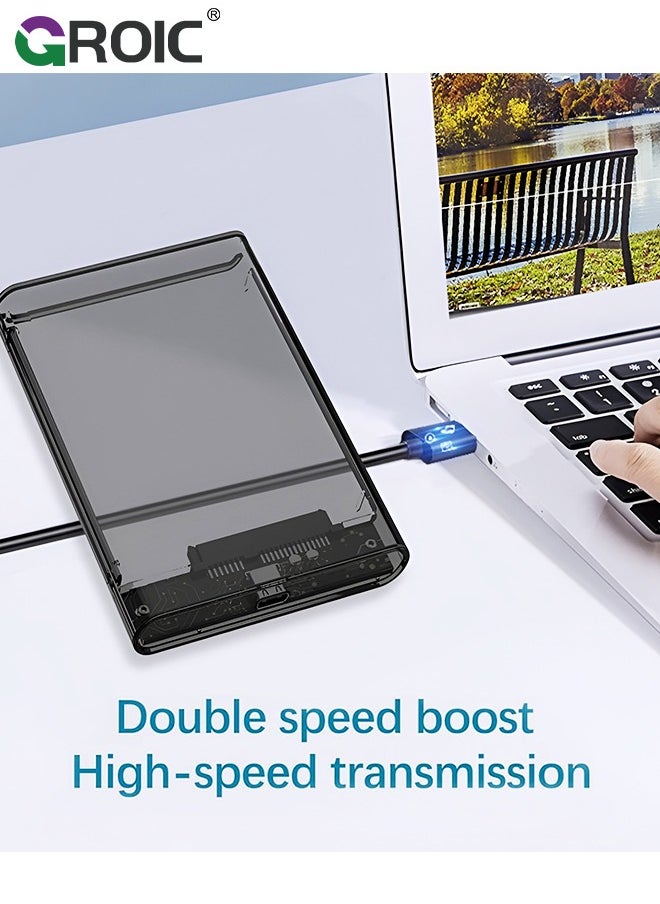 GROIC Grey 2.5" Hard Drive Enclosure, 6Gbps USB 3.1 Gen 1 to SATA III Tool-Free SSD Hard Drive Enclosure for 2.5 inch 7mm/9.5mm SATA HDD & SSD  - Image 5