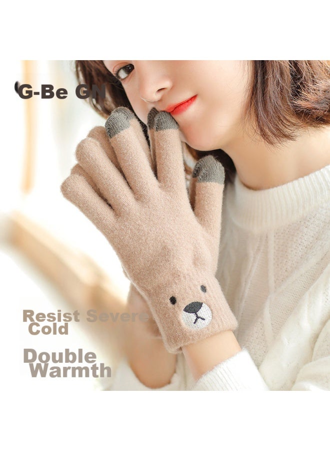 Grgn Women's Winter Gloves, Cold-proof And Warm, Thickened And Fleece-lined, Windproof, Cute Touchscreen Gloves For Women - Image 4