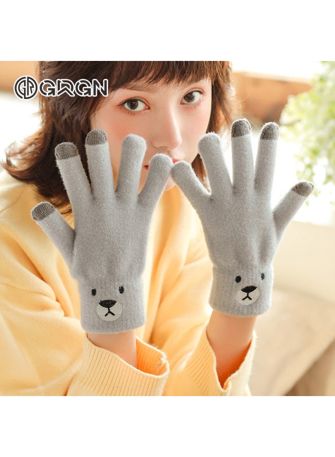 Grgn Women's Winter Gloves, Cold-proof And Warm, Thickened And Fleece-lined, Windproof, Cute Touchscreen Gloves For Women - Image 3