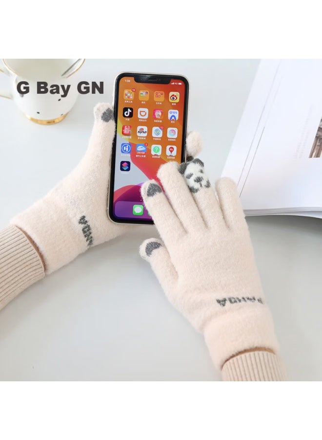 Grgn Women's Winter Gloves, Cold-proof And Warm, Thickened And Fleece-lined, Windproof, Cute Touchscreen Gloves For Women - Image 2