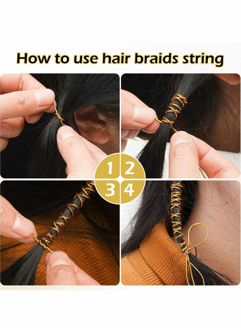 Y&D 5M Braids Hair Elastic Cords Braiding Rope Metallic Tinsel Stretch Cord Ribbon Gold Silver String Jewelry Thread for Twist Gift Hang Tags and Craft Making 6 Pieces  - Image 3