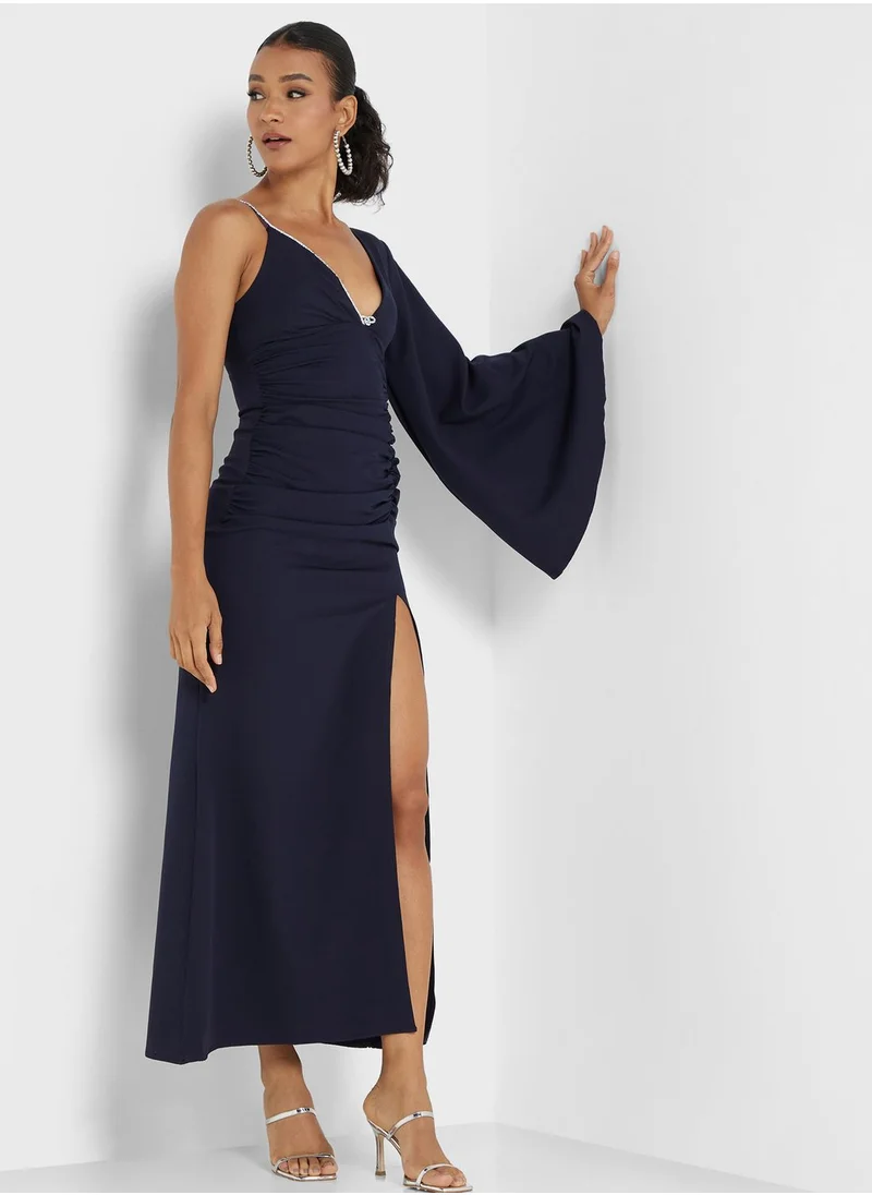 Ella Limited Edition Crystal Strap Detail One Shouldered Dress
