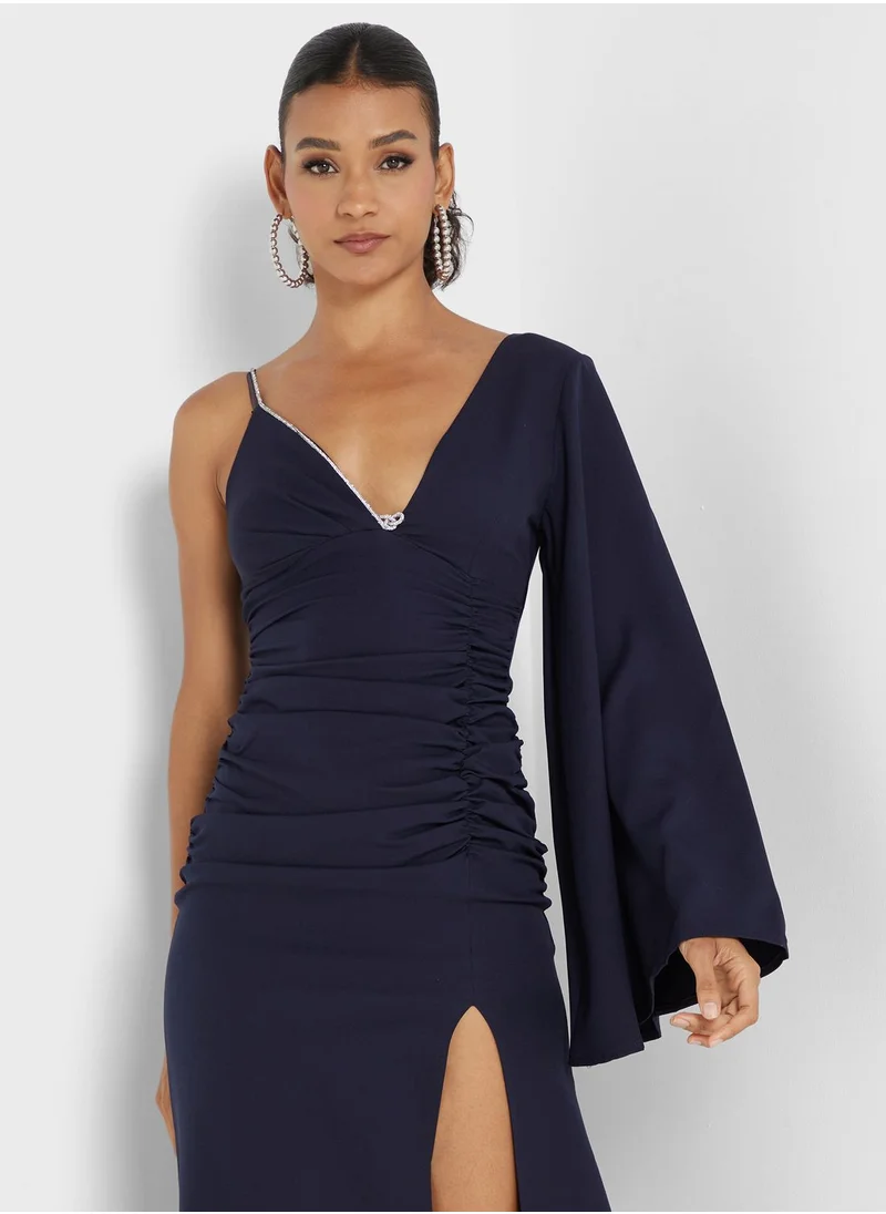 Ella Limited Edition Crystal Strap Detail One Shouldered Dress