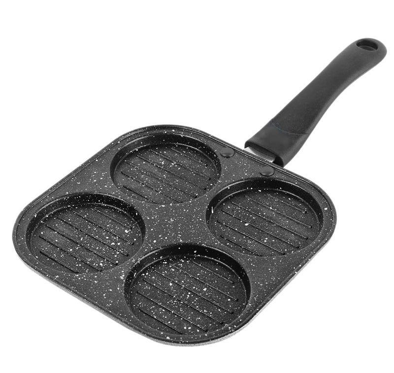 PANCA Non-Stick Grill Pan Mini Pan Uttapam Tawa Aluminum Multi Snack Maker 4 Cavity, Pancake Maker (Black, Pack of 1) - Image 1