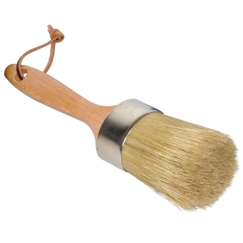 Chalk and Wax Paint Brush Large 2in1 Round Natural Bristles Painting Tool for DIY Furniture Stencils Home Decor Wood Projects Wax Finishing