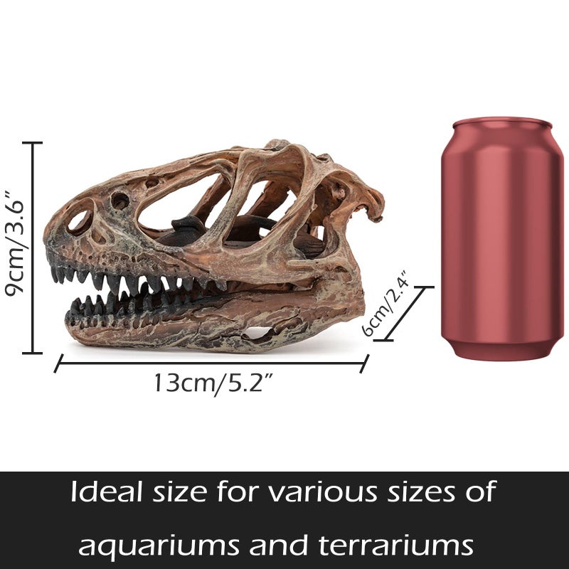 Kocris Casa Fish Hideout Aquarium DÃ©cor Decorations Dinosaur Skull Fish Tank Decor Cave Dinosaur Skull Betta Animal Halloween Large Tarantula Reptile Bones Snake for Terrarium Ornament - Image 2