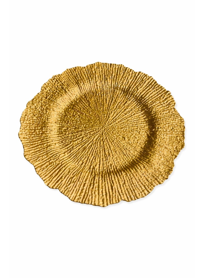 طبق بلاستيك وصينية تقديم بلون جولد فاخر - Image 1