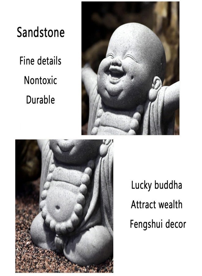 OwMell Japanese Jizo Monk Statue Praying, Buddha Jizo Statue Figurine Memorial Statue Aquarium Decoration for Garden Outdoor Ornament 2.6" - Laughing Buddha - Image 5