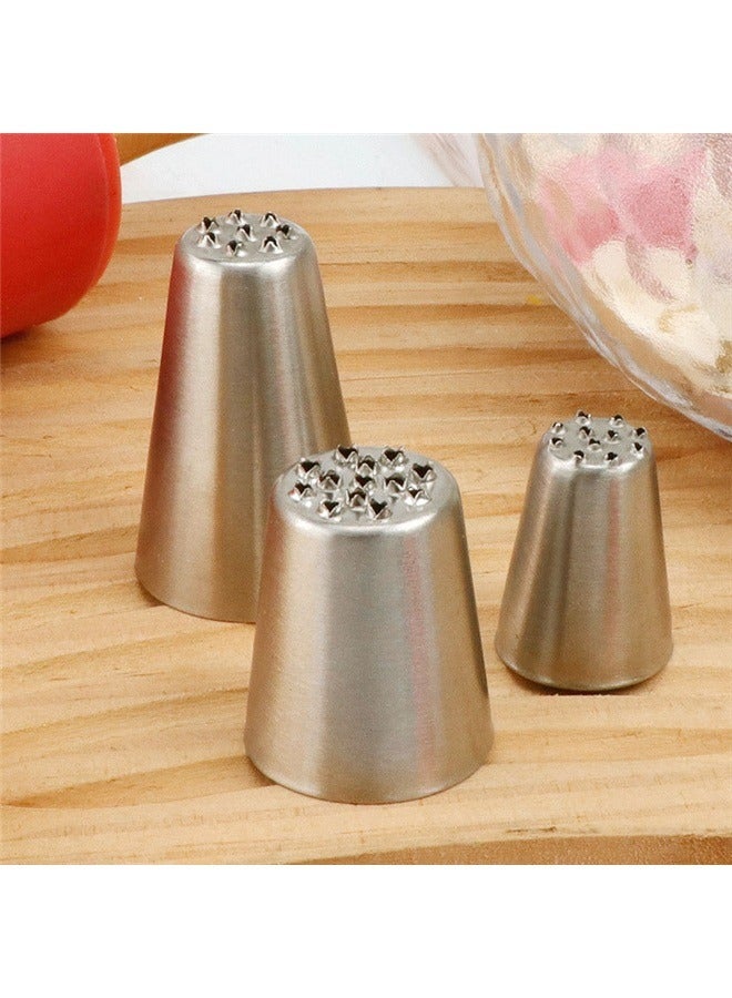 مجموعة رؤوس تزيين الكيك الكريمية من 3 قطع باللون الفضي، ومجموعة فوهات تزيين الكيك من العشب، وأطراف تزيين الكيك للخبز والتزيين  - Image 2