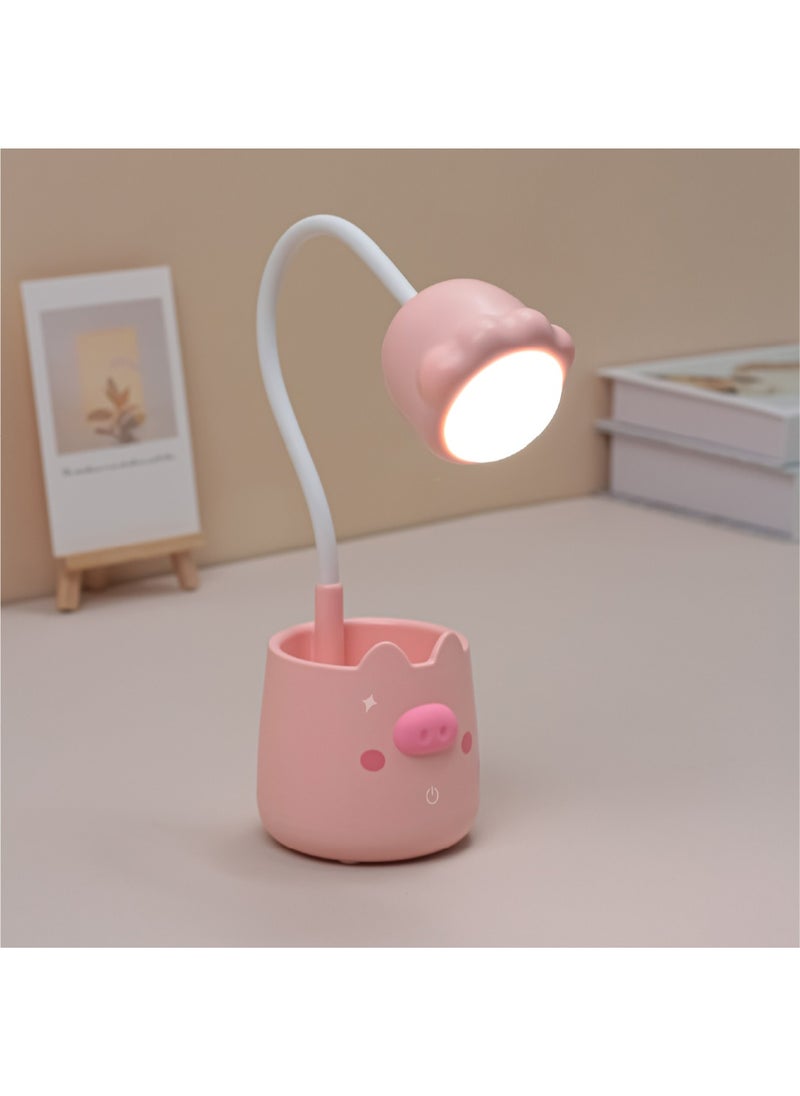 Generic LED Desk Lamp,3 Colors Dimming Brightness Touch Control USB Table Lamps,Eye-Caring Study Desk Lamp with Pen Holder and Phone Stand, Rechargeable Desk Light Gooseneck Lamp for Bedrooms Dorm Home Office（Pink）  - Image 2