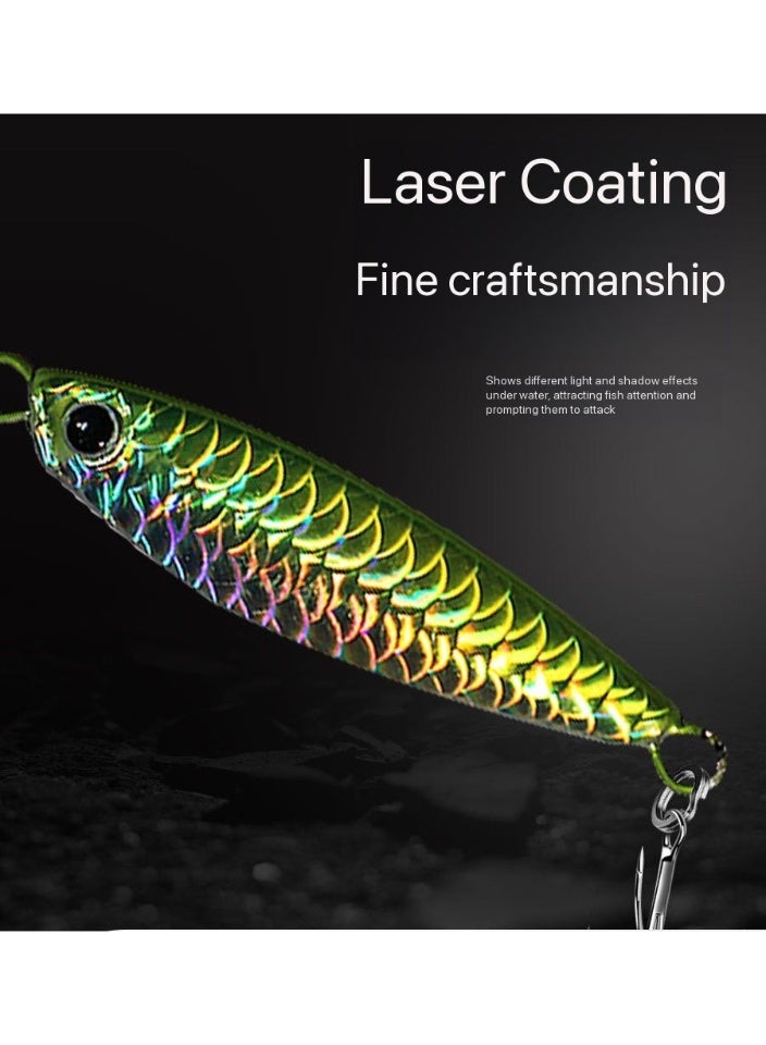 jingpin Falling Jig Lure with Reinforced Treble Hooks, All-Water Layer Topmouth Culter Killer, Silver Laser 20g 5-Pack - Image 4
