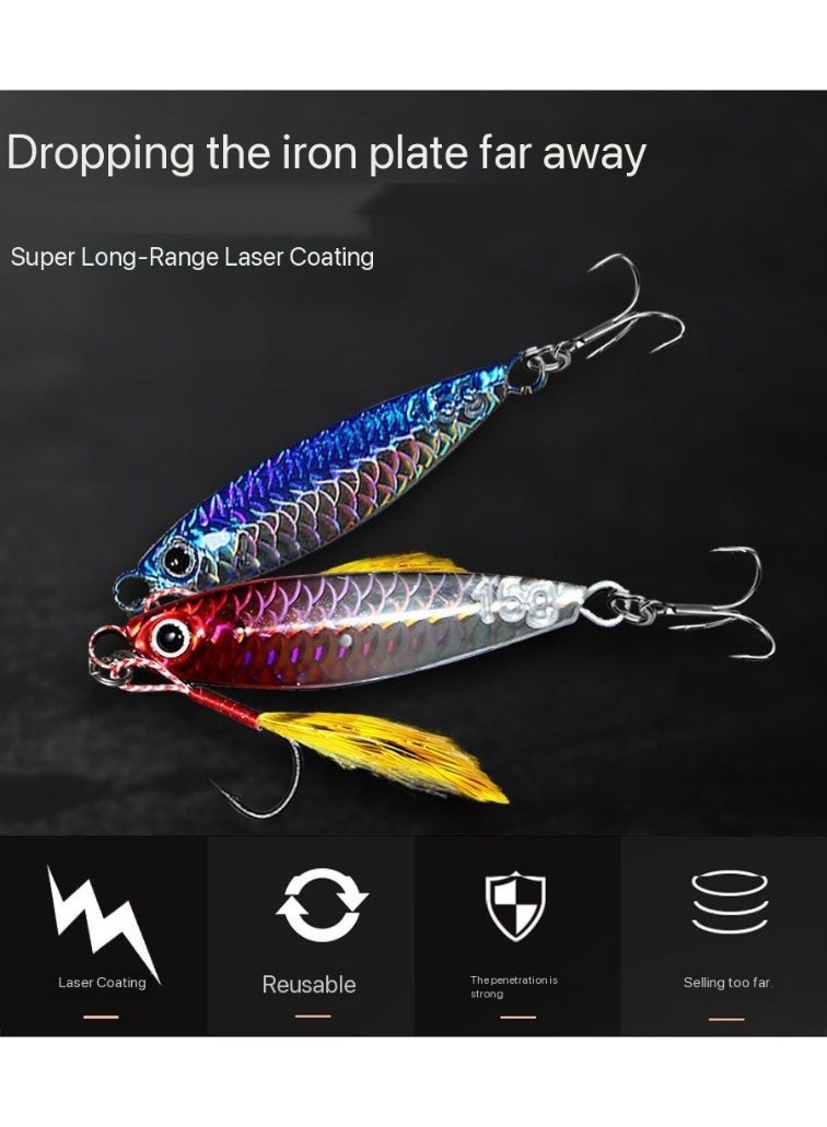 jingpin Falling Jig Lure with Reinforced Treble Hooks, All-Water Layer Topmouth Culter Killer, Silver Laser 20g 5-Pack - Image 3