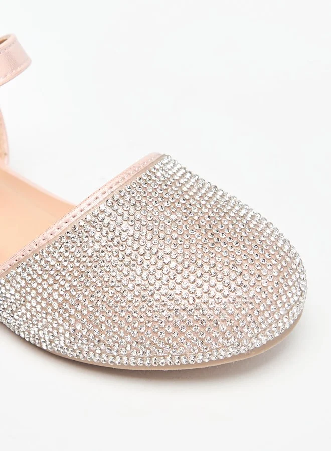 JUNIORS Girls Embellished Ballerina Shoes with Hook and Loop Closure