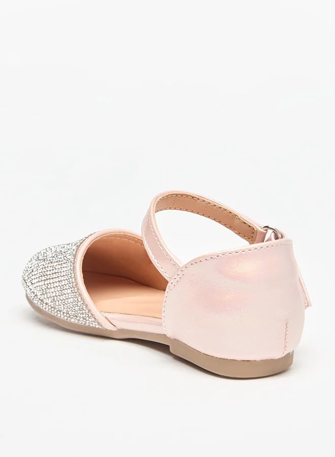 JUNIORS Girls Embellished Ballerina Shoes with Hook and Loop Closure