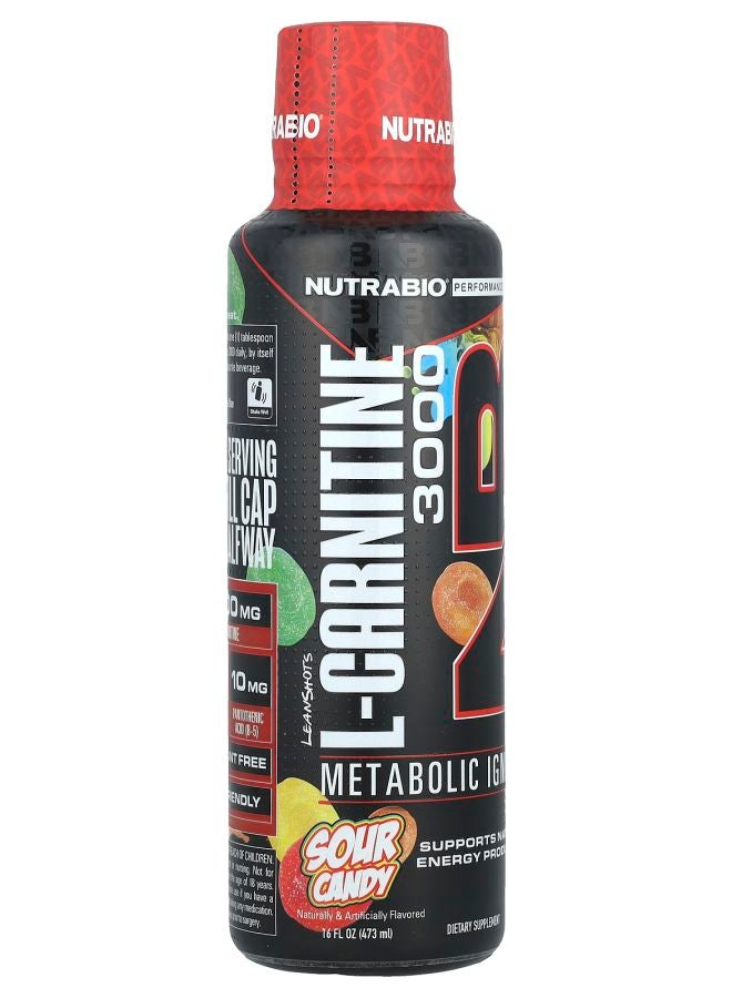 NutraBio Lean Shots L-Carnitine 3000 Sour Candy 16 fl oz (473 ml) - Image 2