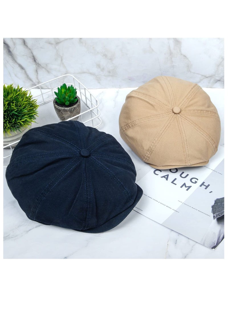 Captaintech 2 Pack Newsboy Hats for Men Classic 8 Panel Wool Blend Ivy Hat - Image 3
