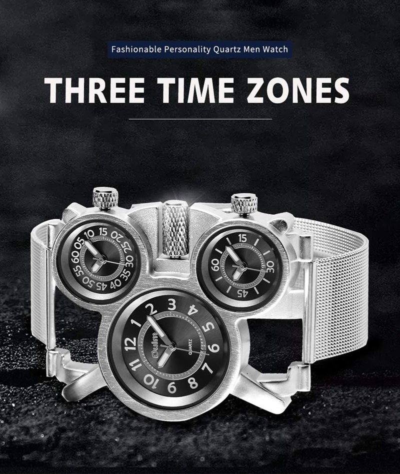 Oulm Military Watches with Three Movt Design and Stainless Steel Band - Image 3