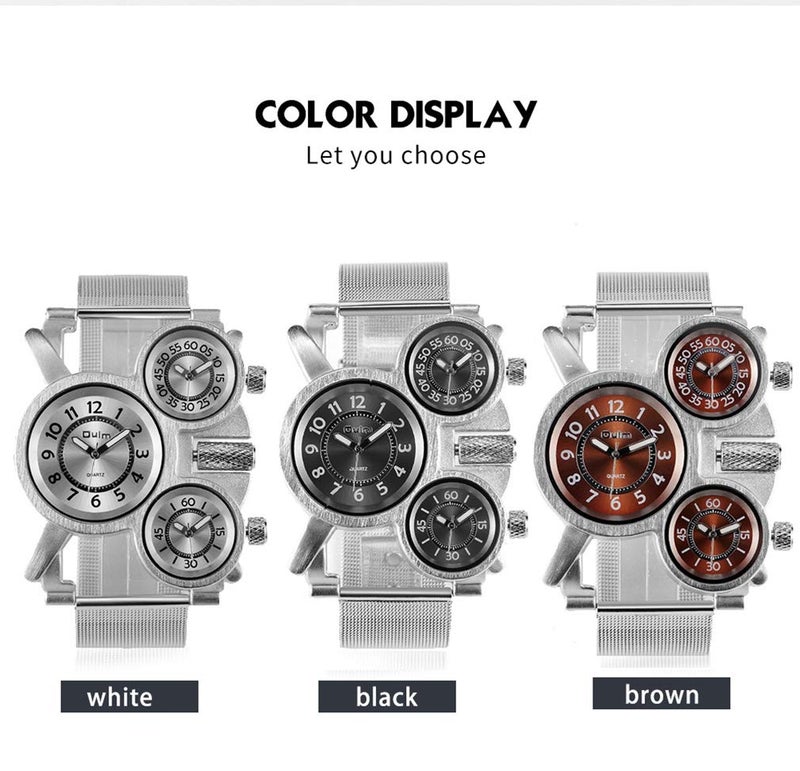Oulm Military Watches with Three Movt Design and Stainless Steel Band - Image 2