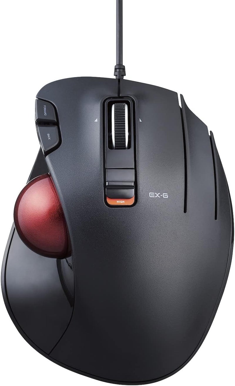 ELECOM EX-G Wired Trackball Mouse, Ergonomic Thumb Control, Smooth Tracking Roller Ball, 5 Programmable Buttons, Tilt Scroll, Computer Mice for PC Mac - Image 1